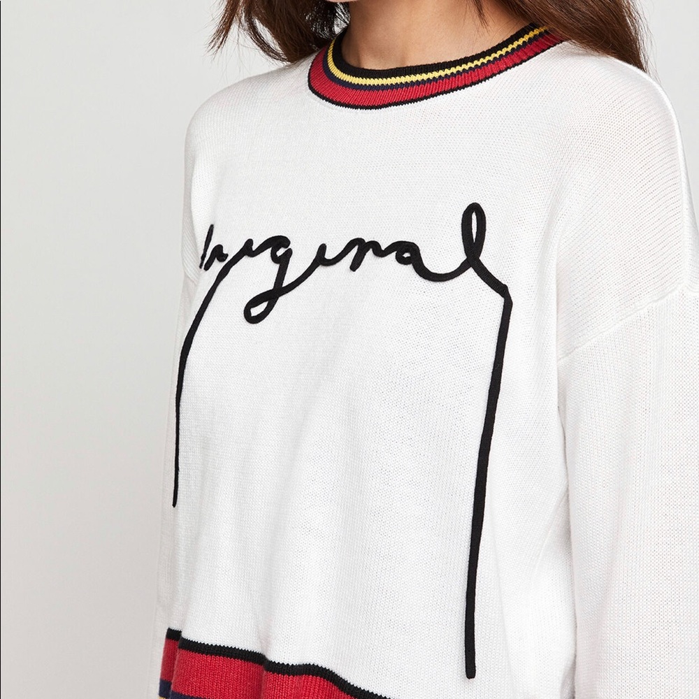 BCBGeneration Striped Embroidered Sweater